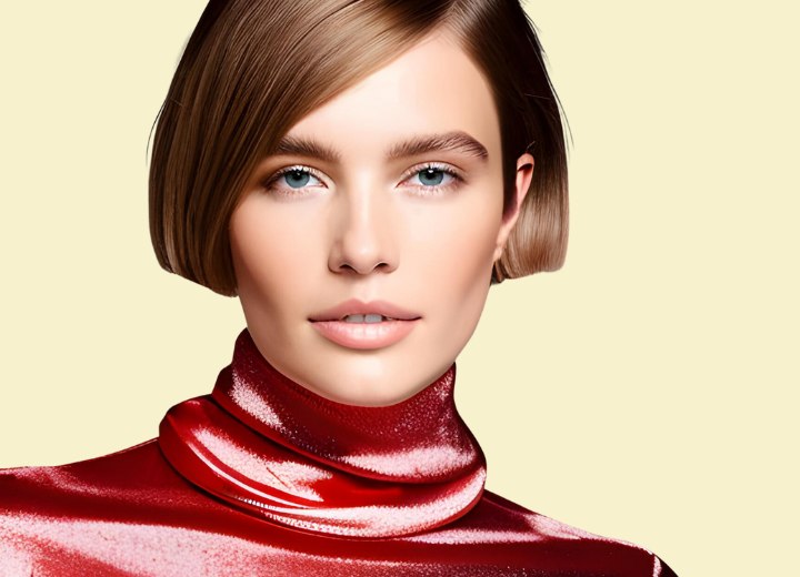 Mujer con cabello perfectamente cortado