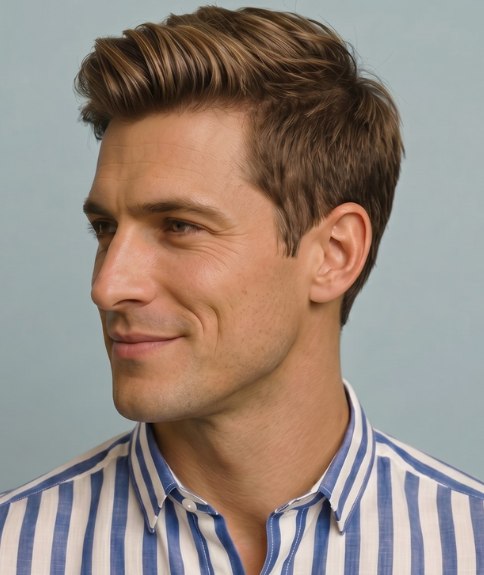 Corte de cabello masculino con tupé - Vista lateral