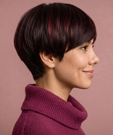 Cabello corte de tazón - Vista lateral